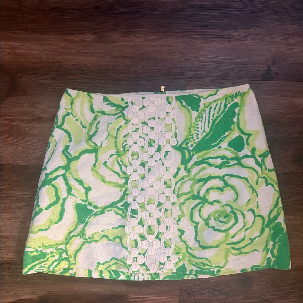 Lilly Pulitzer Green and White Floral Mini Skirt